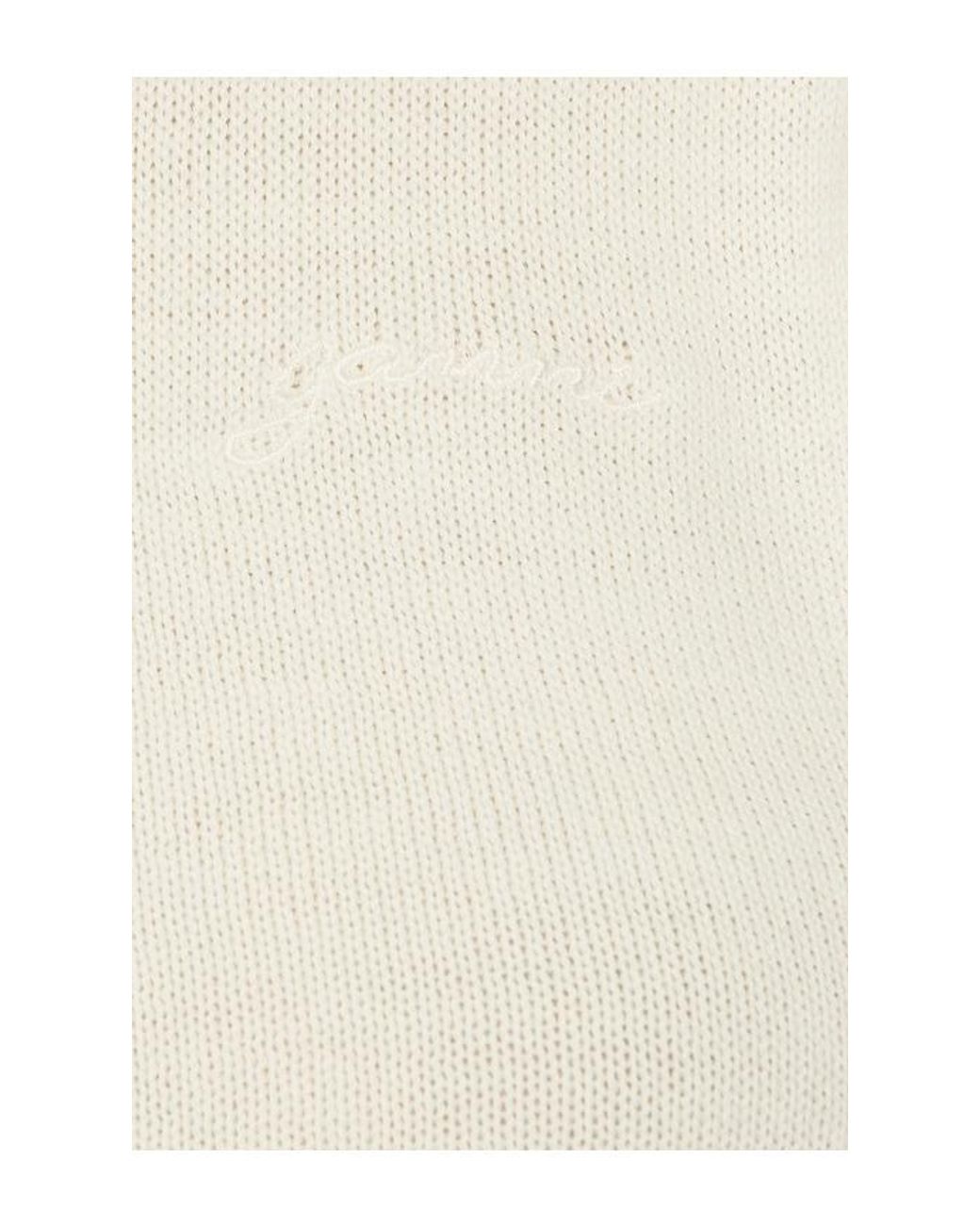 Ganni Blue Merino Turtleneck With Lace Details Sweater
