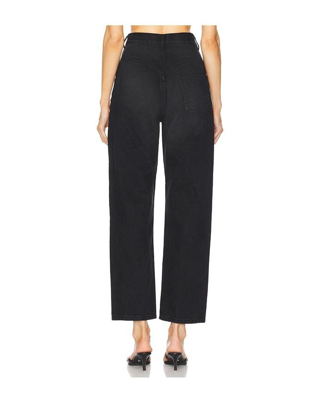 Area Black Crystal Slit Jeans