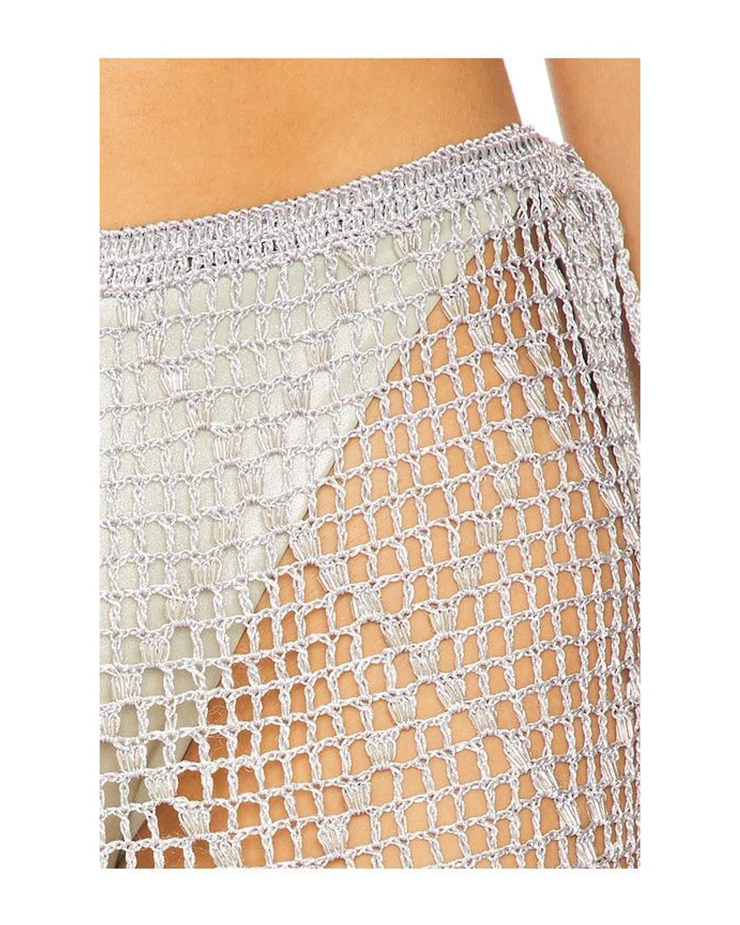 Lovers + Friends White Breigh Beaded Crochet Mini Skirt
