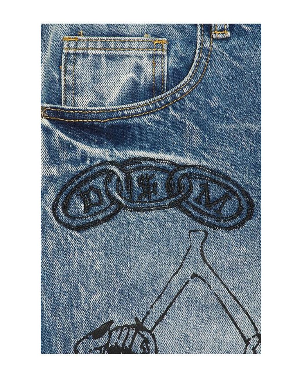 DIET STARTS MONDAY Blue Doodle Denim Shorts for men