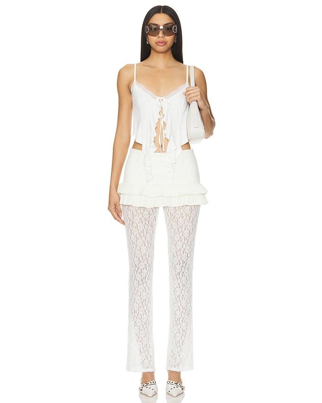 Lioness White Double Ruffle Mini Skort