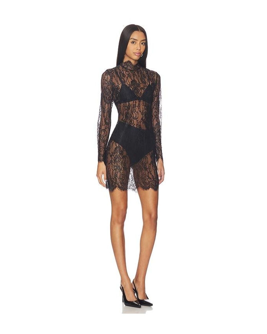 L'Agence Black Henrietta Lace Mini Dress