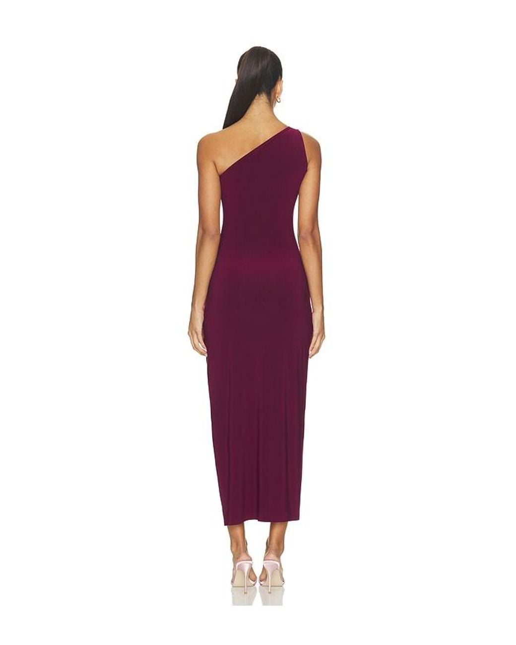Norma Kamali Purple One Shoulder Long Dress With Side Slit