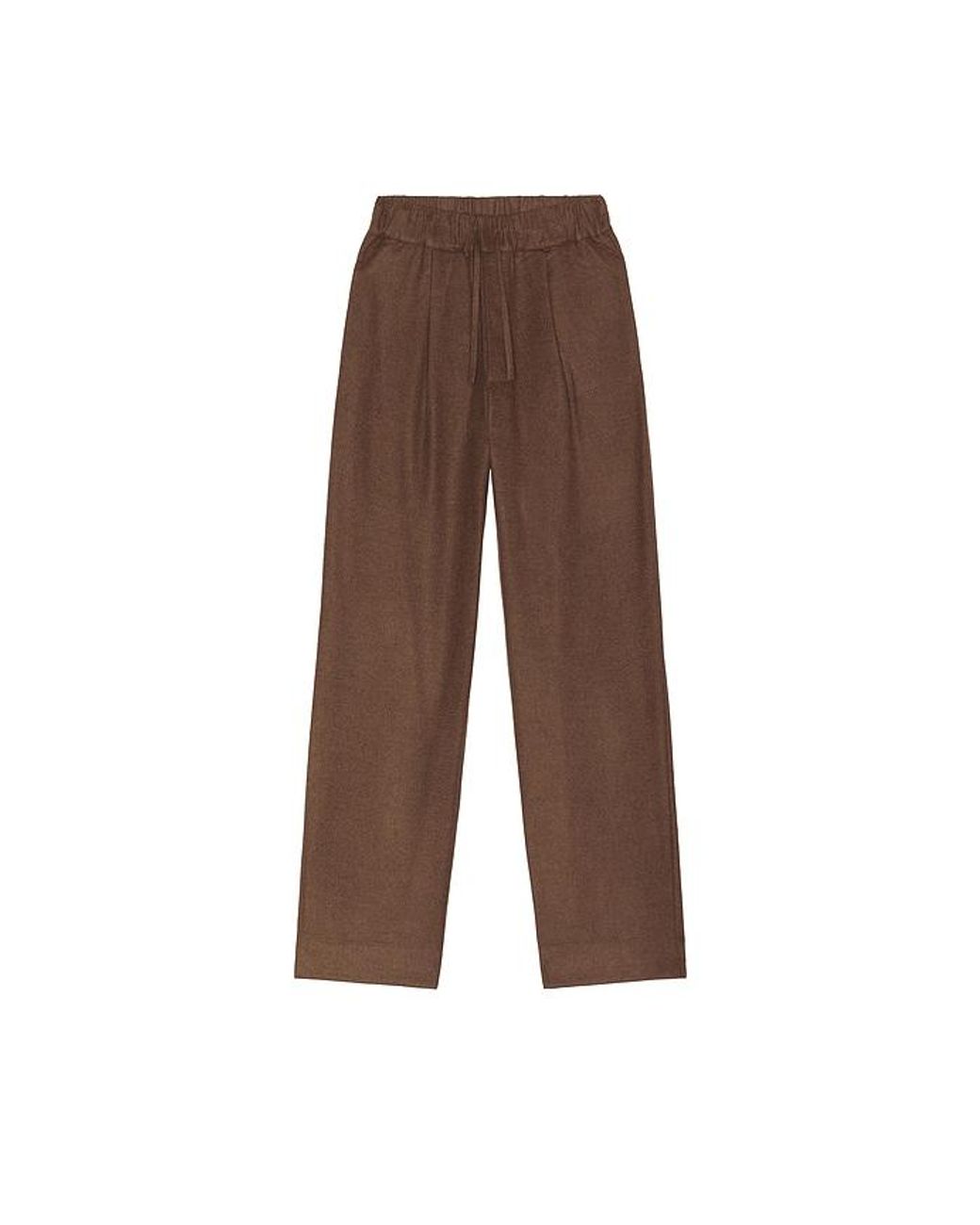 Soft Goat Brown Straight Drawstring Trousers for men