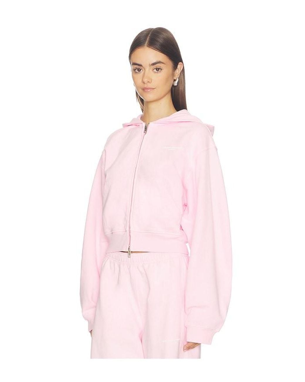 Alexander Wang Pink Zip-Up Hoodie With Logo Print