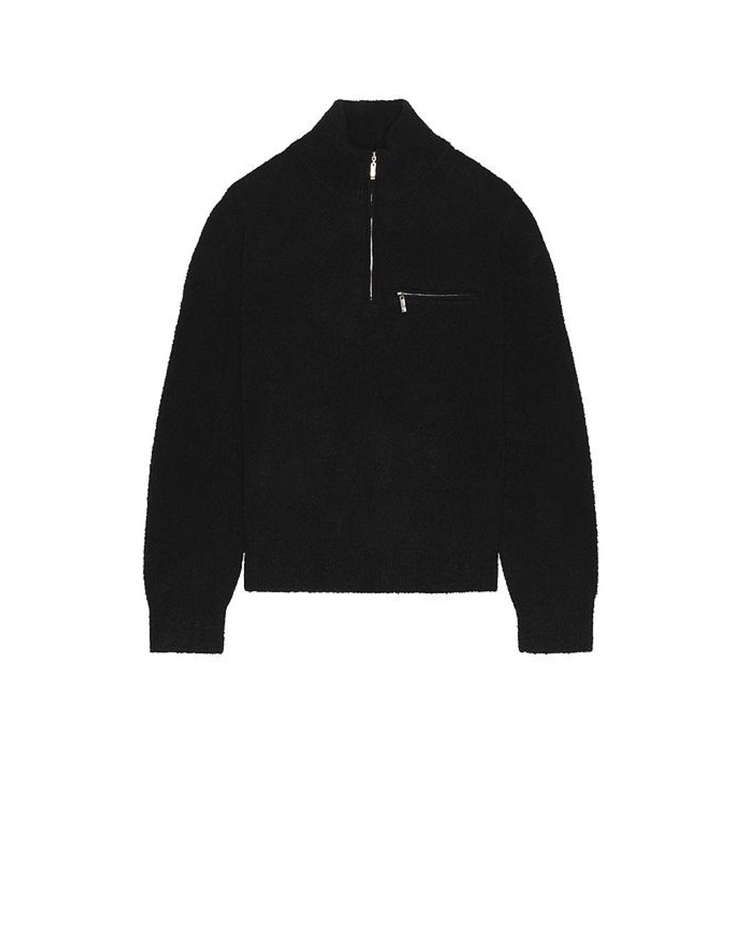 PAIGE Black Donover Quarter Zip Sweater for men