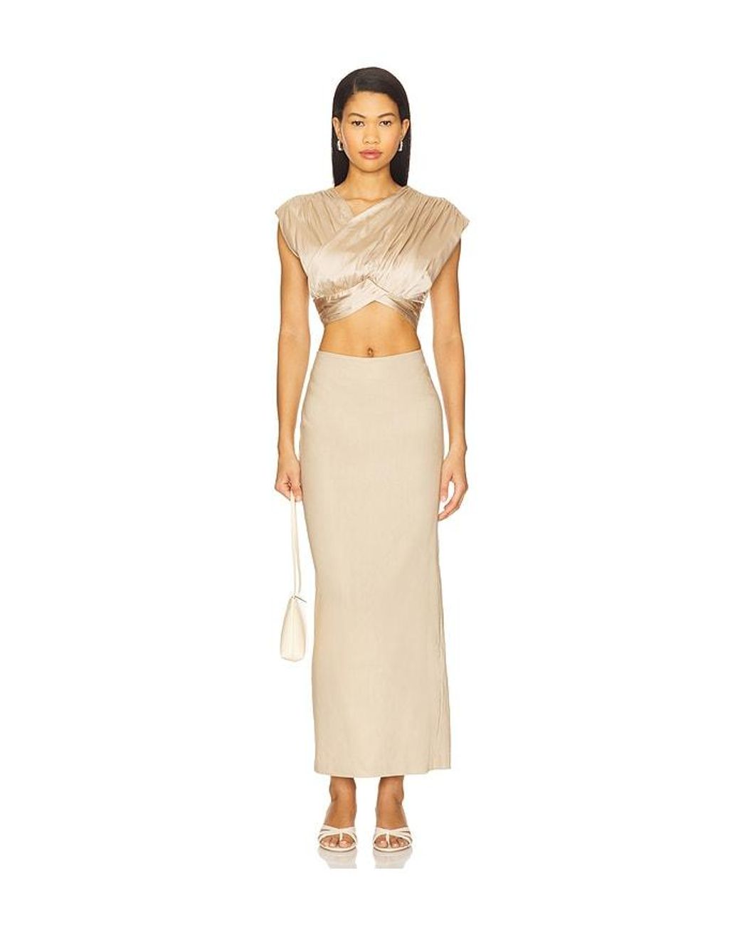 Camila Coelho Natural Delanie Midi Skirt