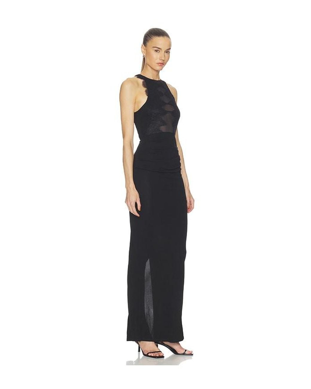 HAELO Black Wave Lace Evening Dress