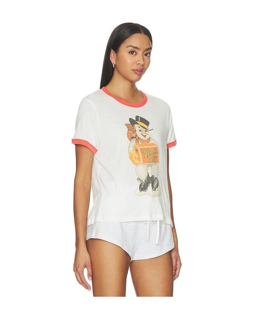 The Laundry Room White Stroh's Snowman Perfect Ringer Tee