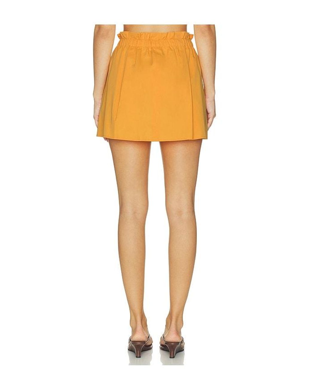 Vince Orange Mid Rise Cotton Pull On Skort