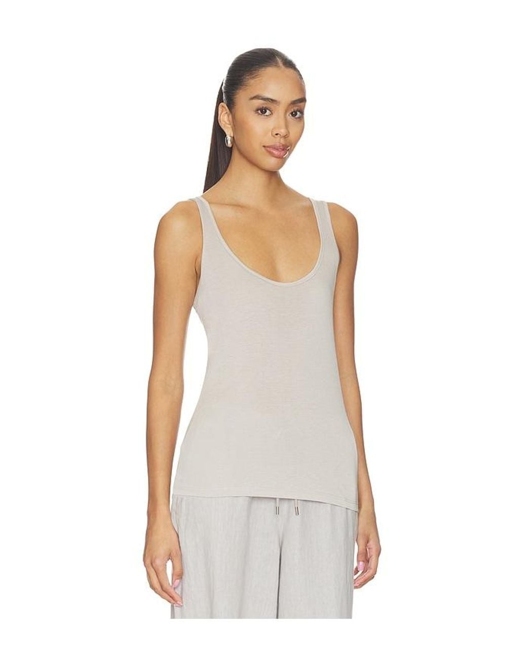 L'Agence White Celia Scoop Neck Tank