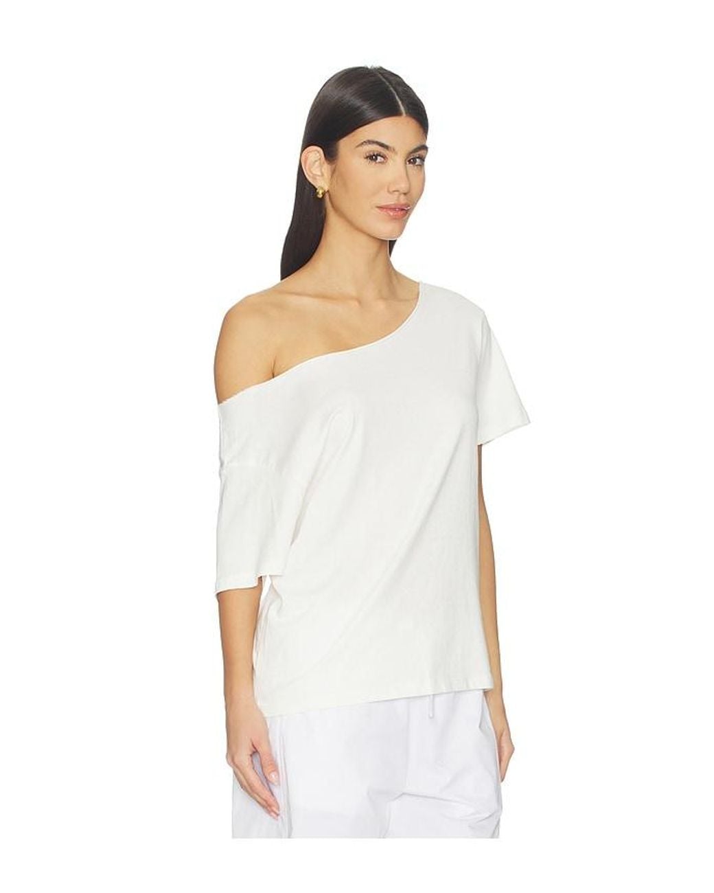 Daydreamer White Solid Off The Shoulder Tee
