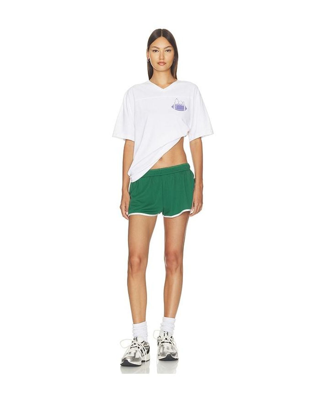 Junk Food White Snoopy Go Go Team V-Neck Yoke Tee