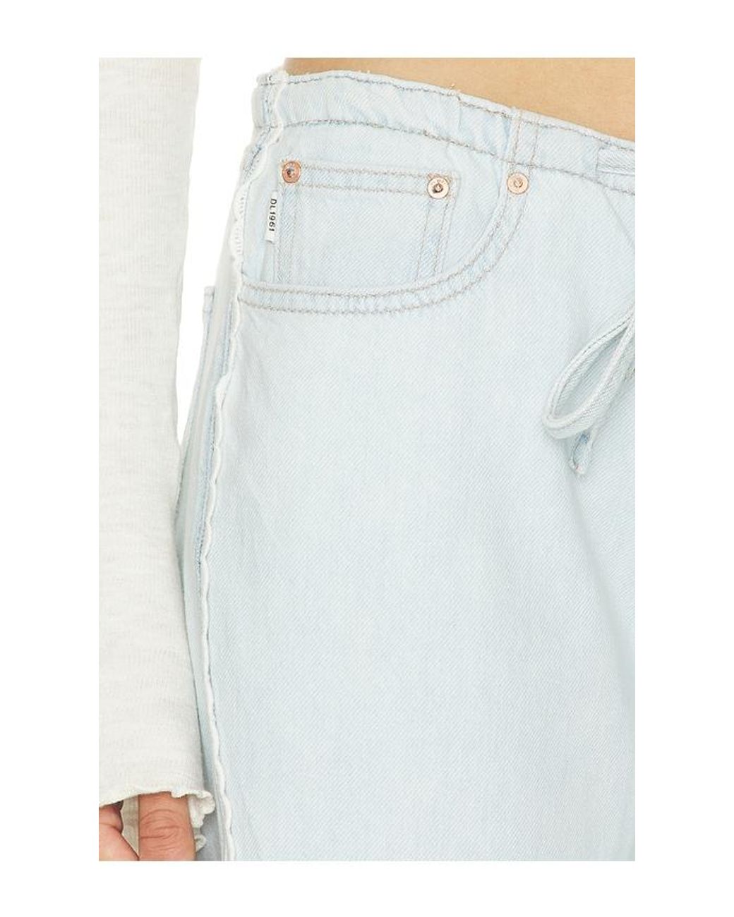 DL1961 White Aura Sienna Low Slung Relaxed Wide Leg Jeans