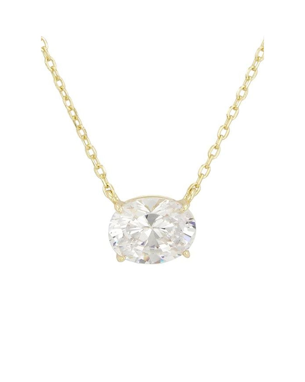 Shashi White Oval Solitaire East To West Necklace