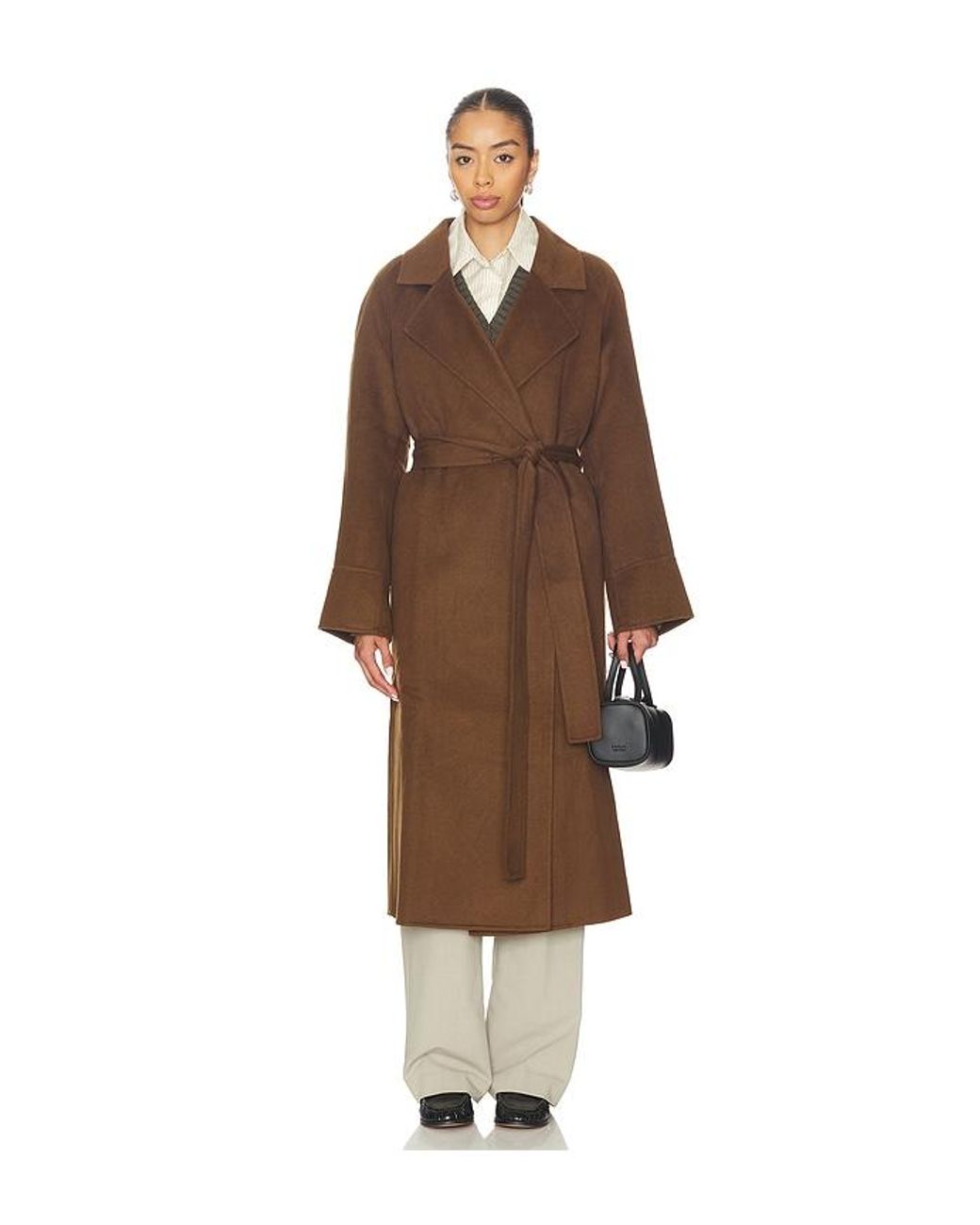 Nicholas Brown Candice Scarf Double Wool Long Coat