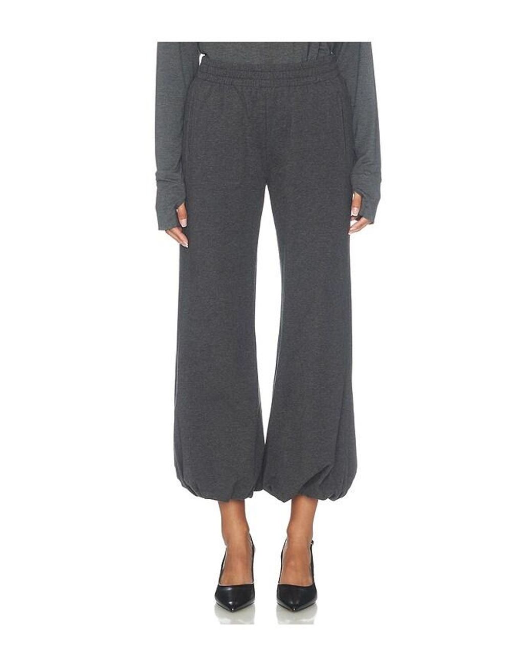 Norma Kamali Gray Boyfriend Puff Jog Pant