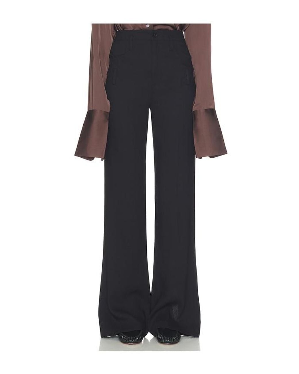 Helsa Black Wool Blend Double Loop Trousers