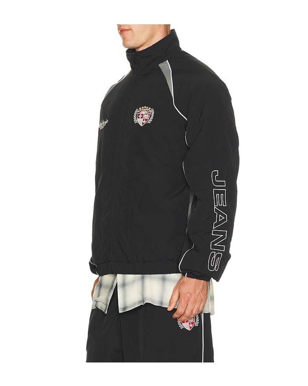 Guess Black Embroidered Track Jacket for men
