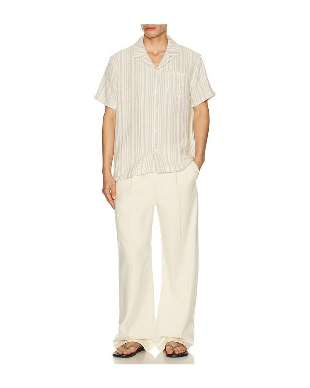 Vintage Summer Natural Basket Weave Camp Shirt for men