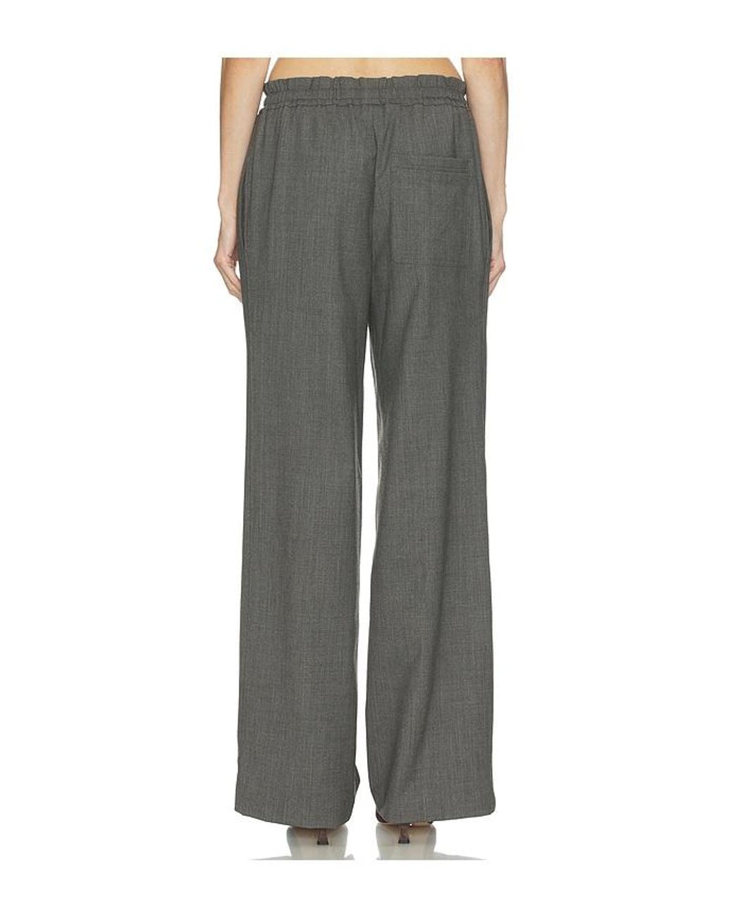 Helsa Gray Wool Blend Drawcord Trousers