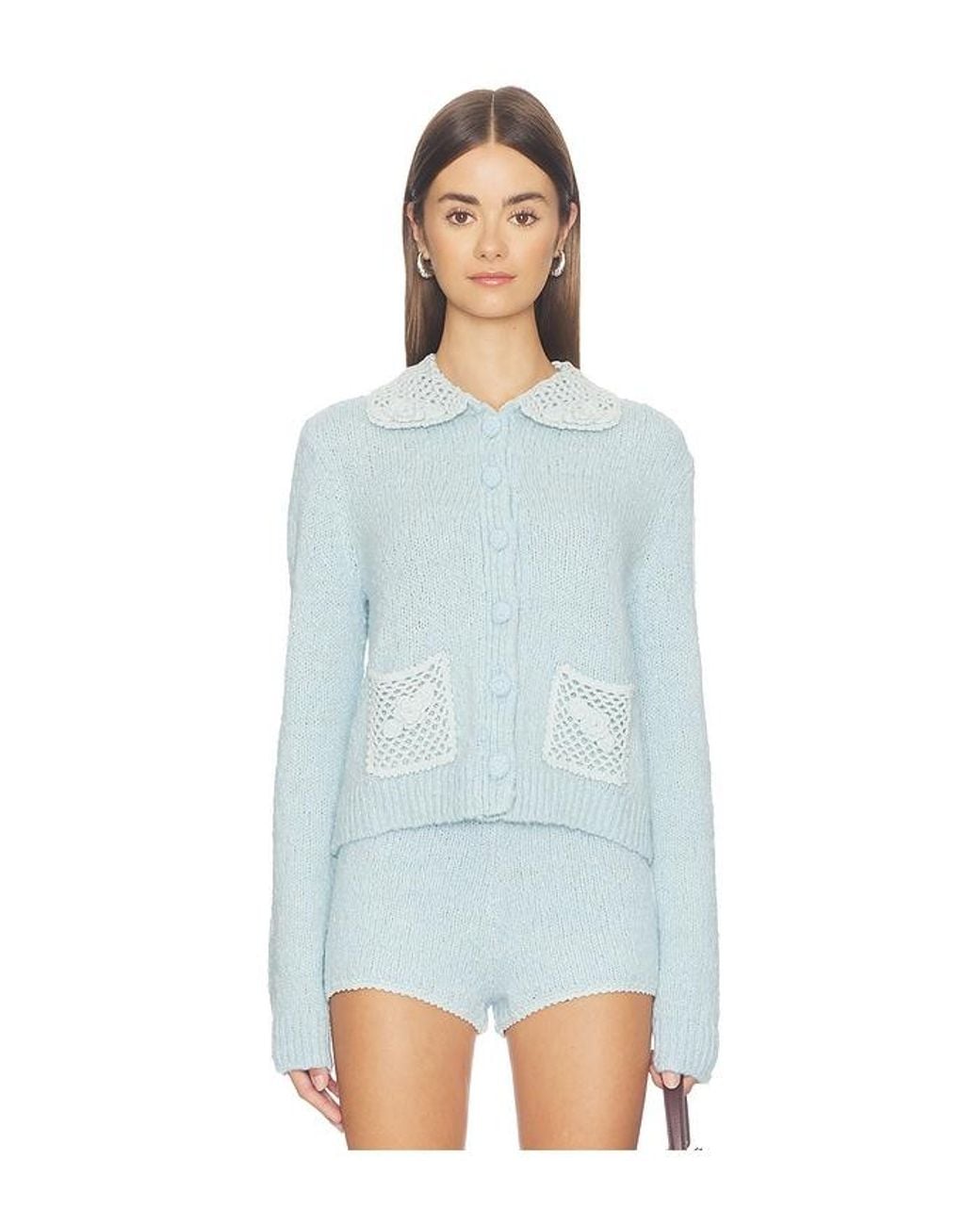 Stone Cold Fox Blue X Revolve Adalene Crochet Collar Cardigan