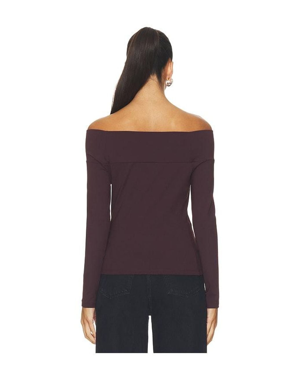 Susana Monaco Black Off Shoulder Long Sleeve Top