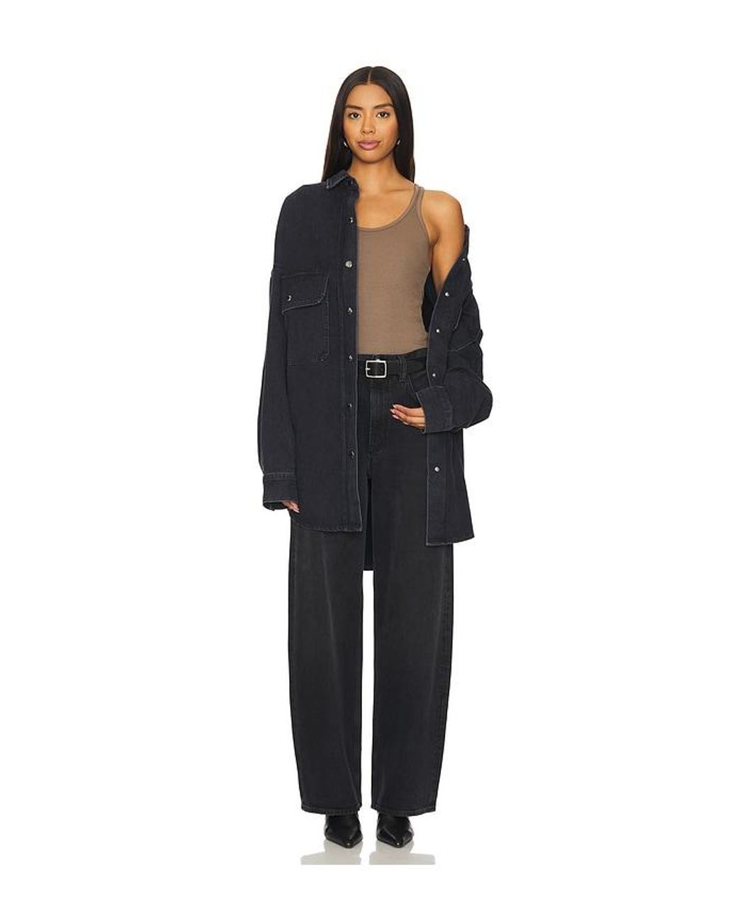 Agolde Black Low Curve Wide Leg Jeans