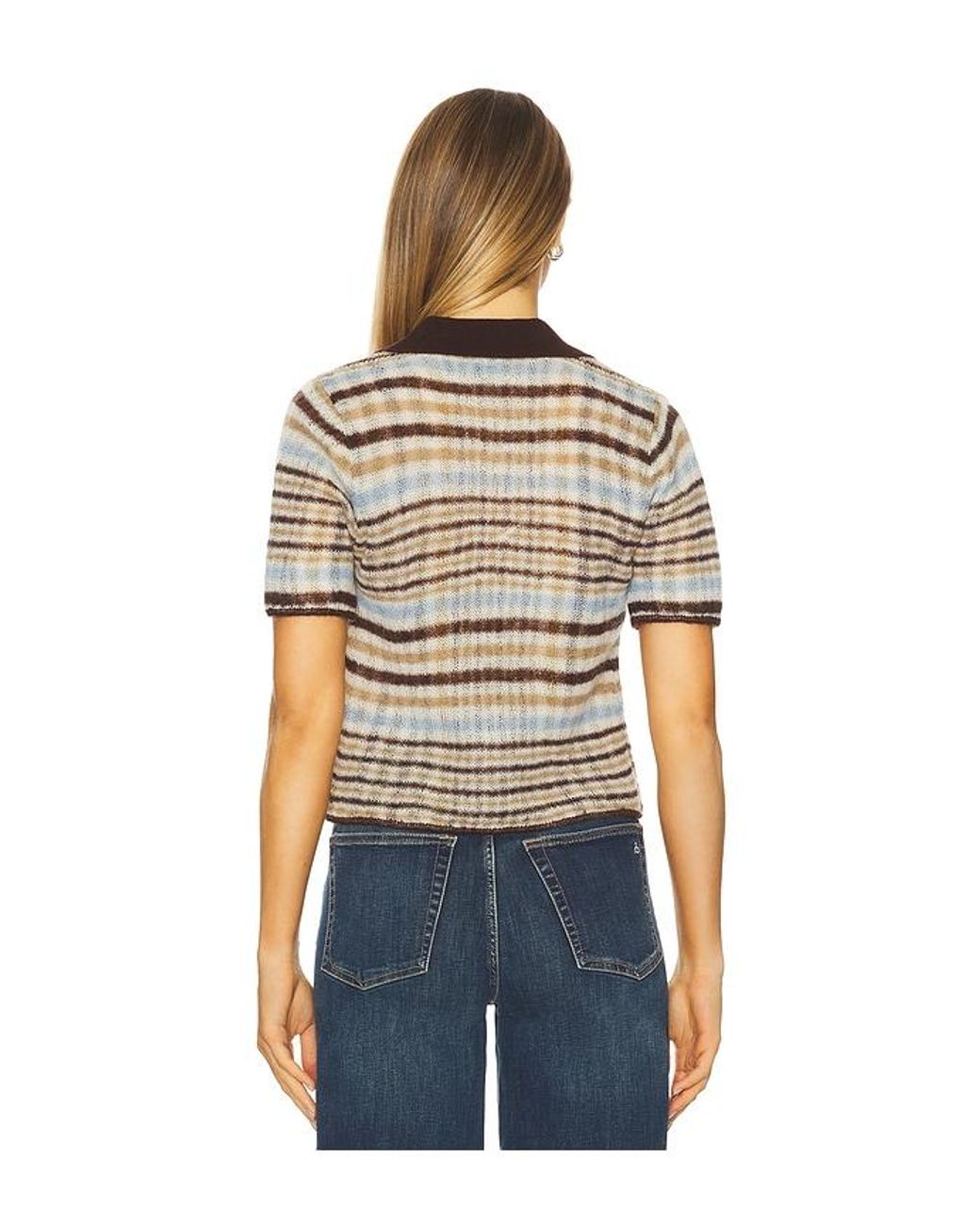Rag & Bone Blue Leva Short Sleeve Zip Polo Sweater