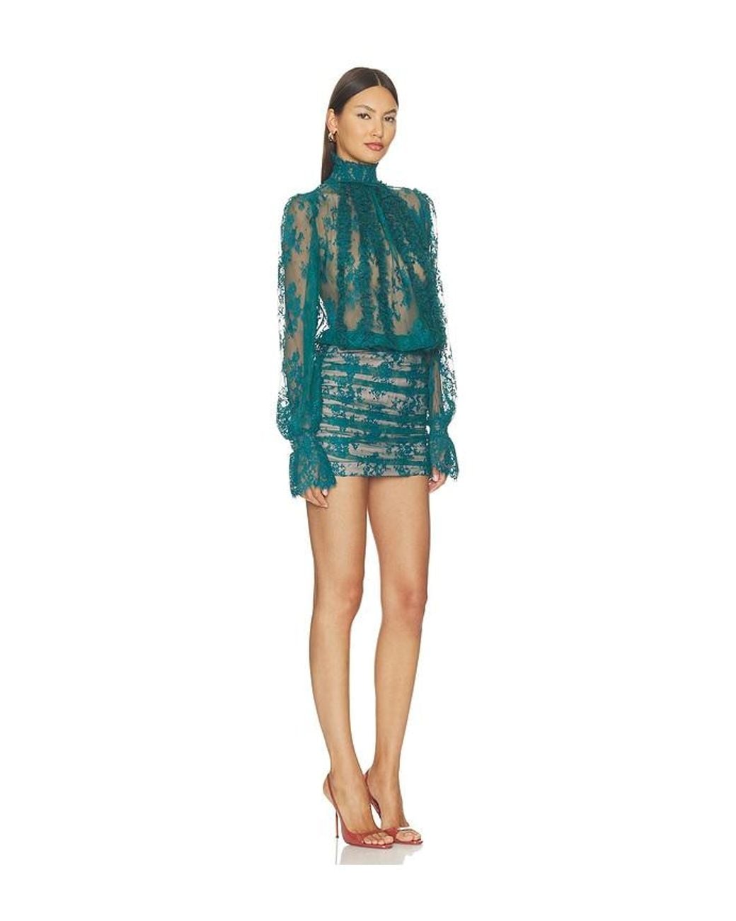retroféte Blue Ysolde Lace Dress