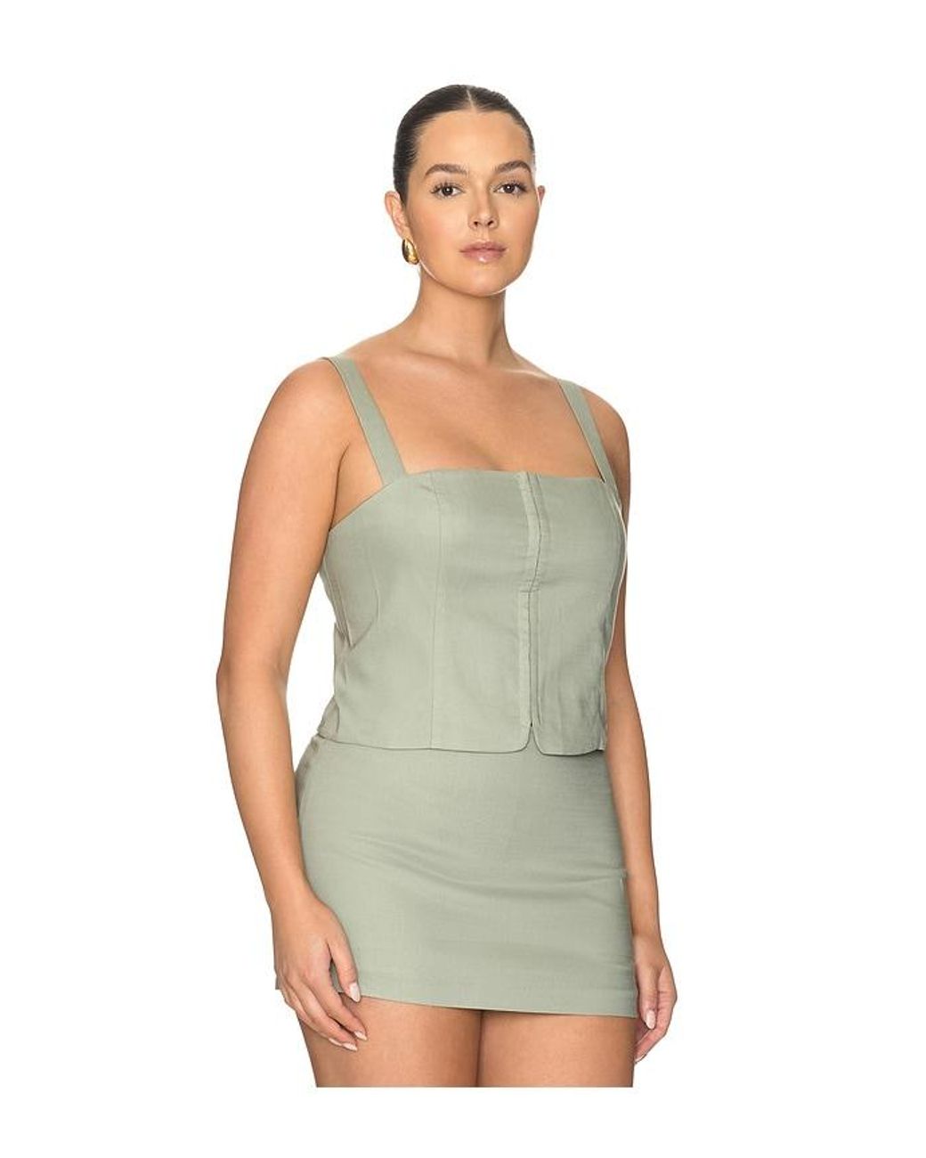 GOOD AMERICAN Green The Linen Corset Top