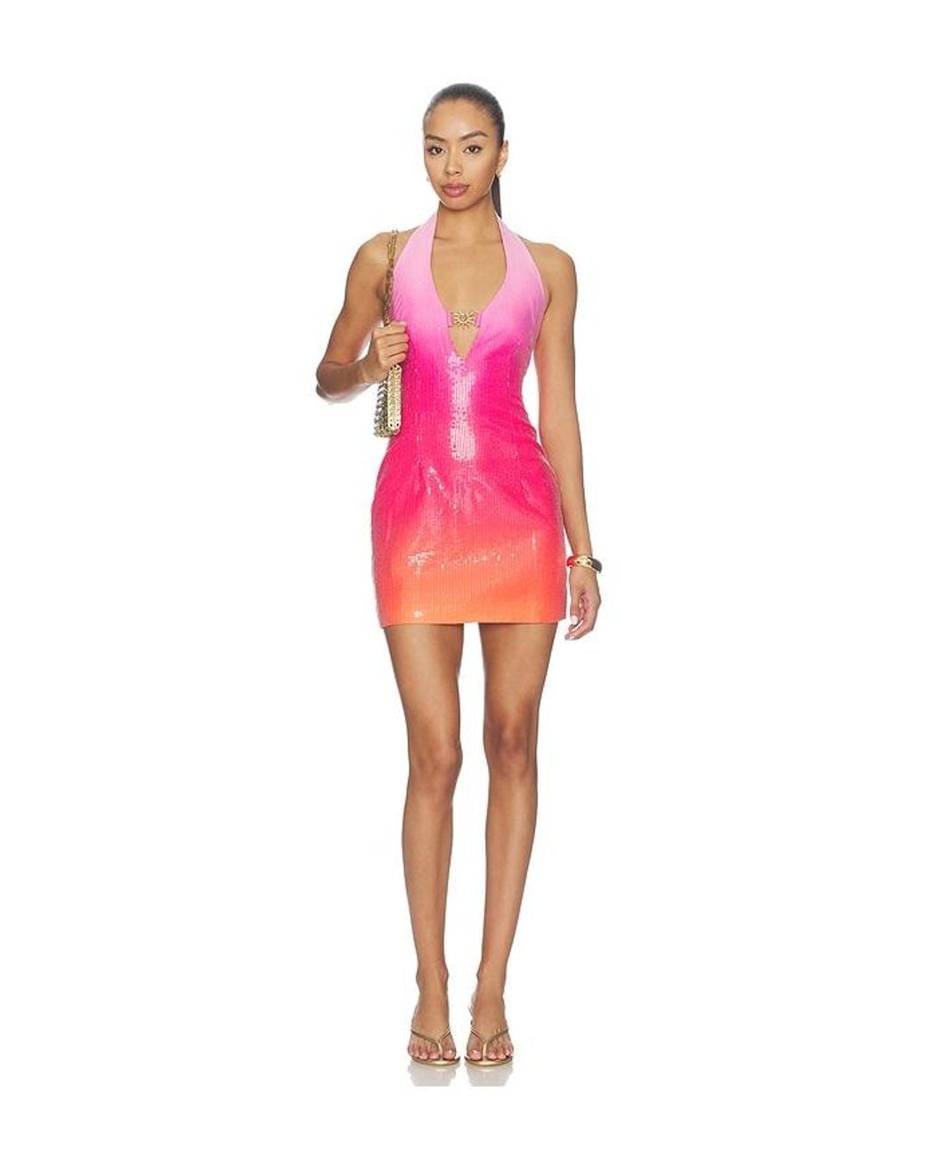 Runaway the Label Red Catiana Deep-V Sequin Mini Dress