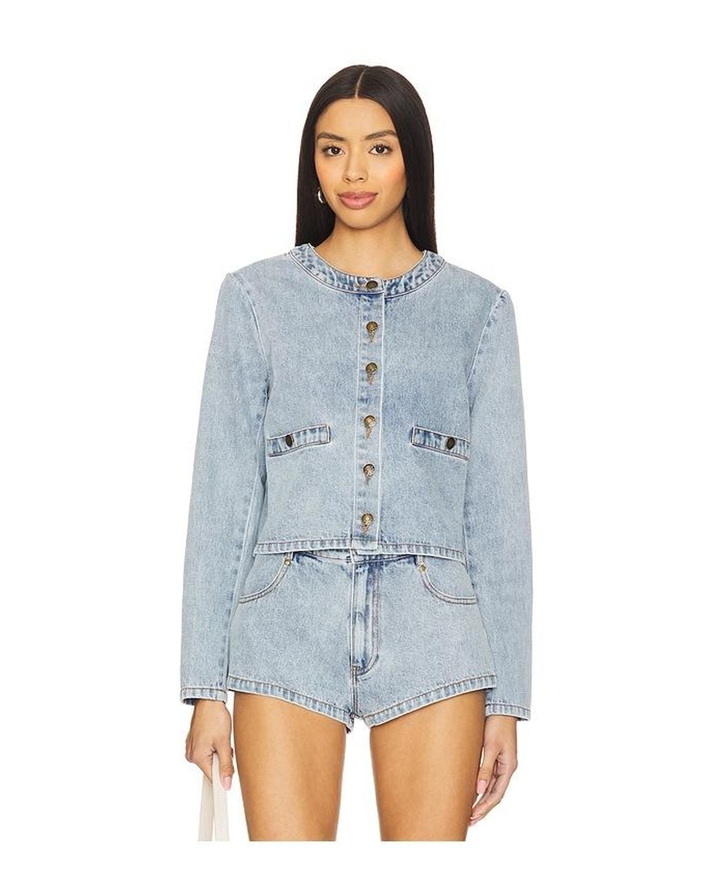 Amanda Uprichard Blue Long Sleeve Braswell Top