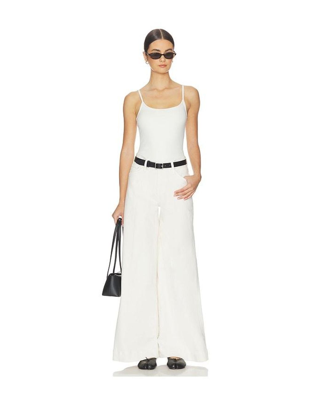 Mother White The Mid Rise Headliner Sneak Jeans