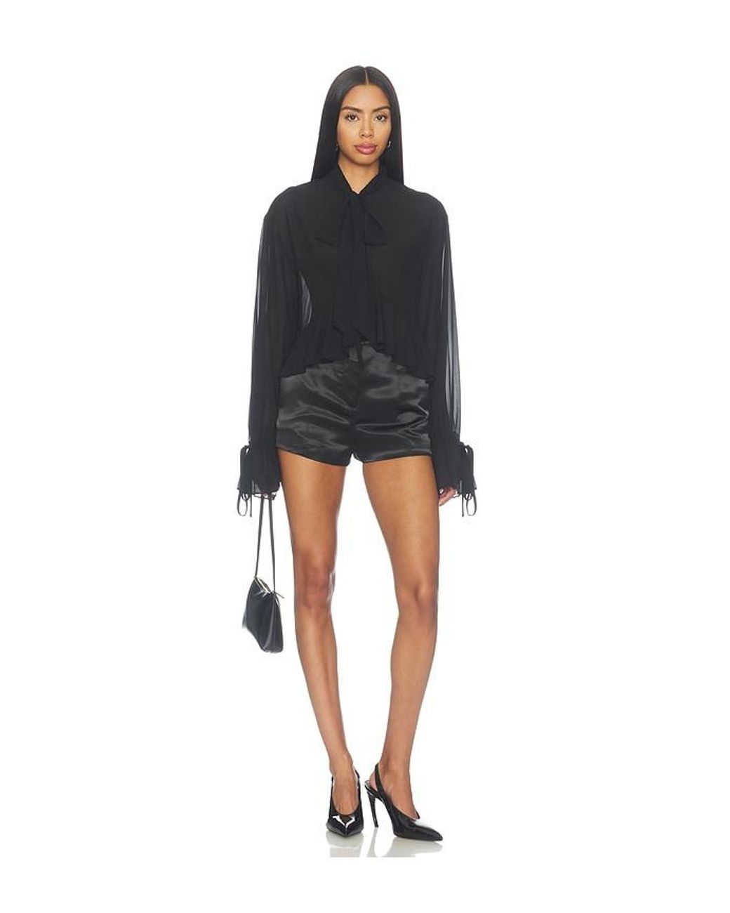 MORE TO COME Black Hope Tie Front Blouse