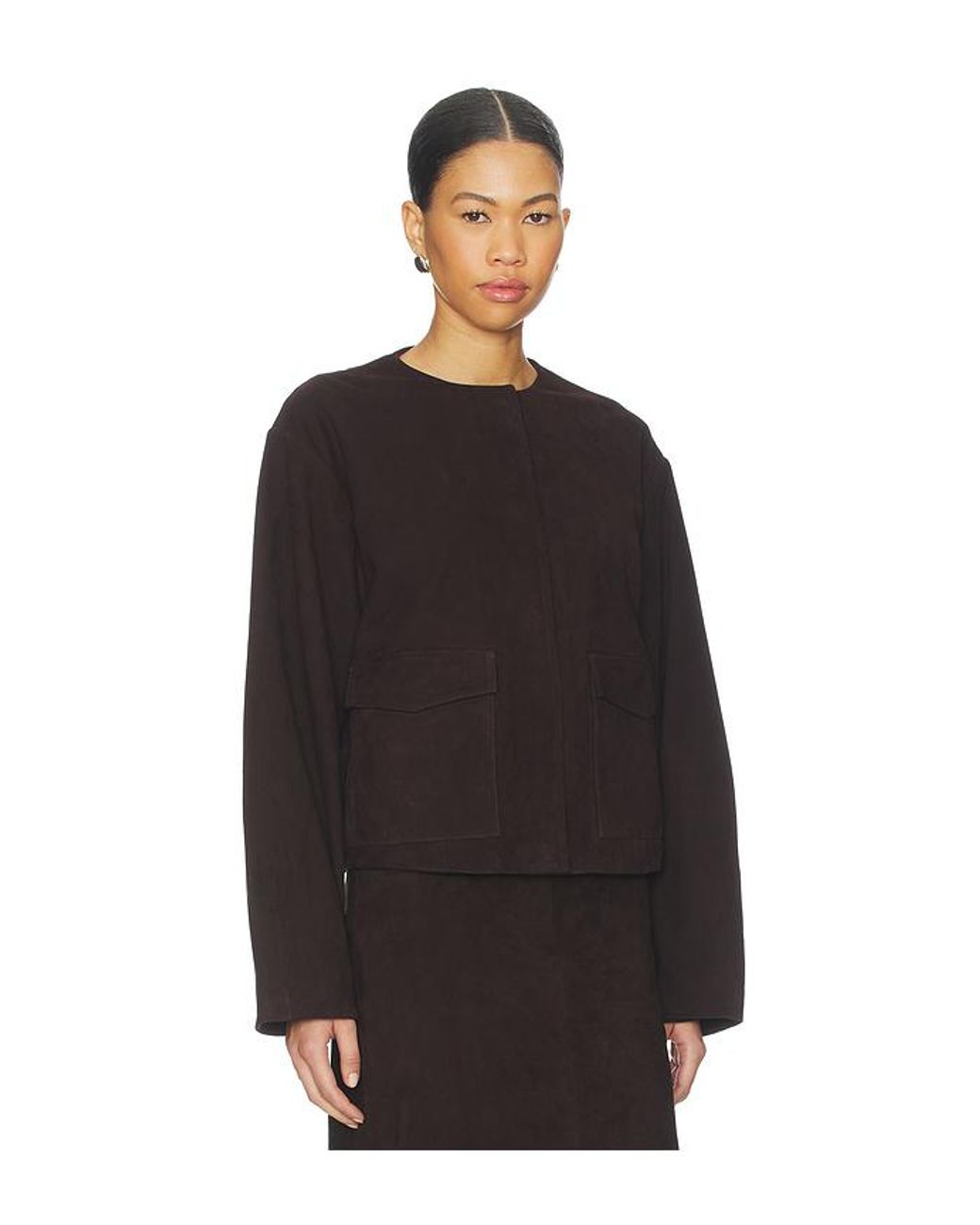 St. Agni Black Suede Utility Cocoon Bomber