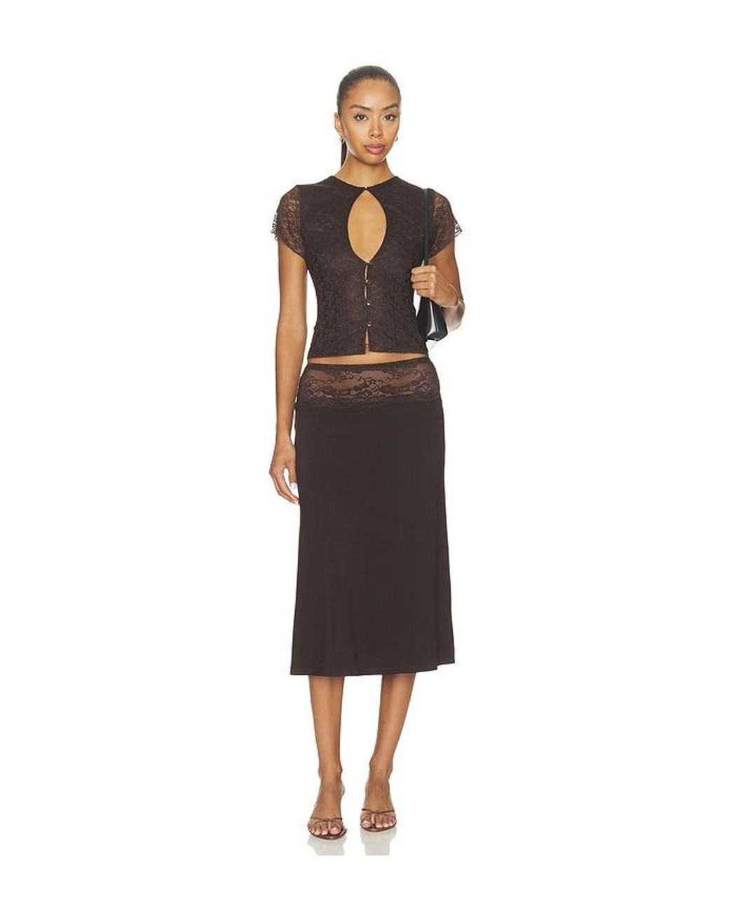 Lioness Black First Kiss Midi Skirt