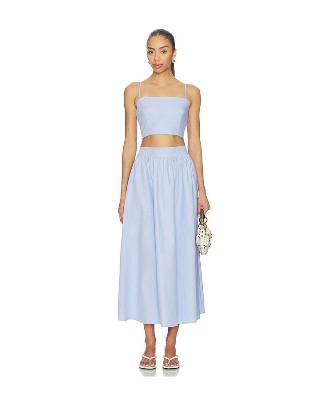 Susana Monaco Blue Poplin Midi Skirt