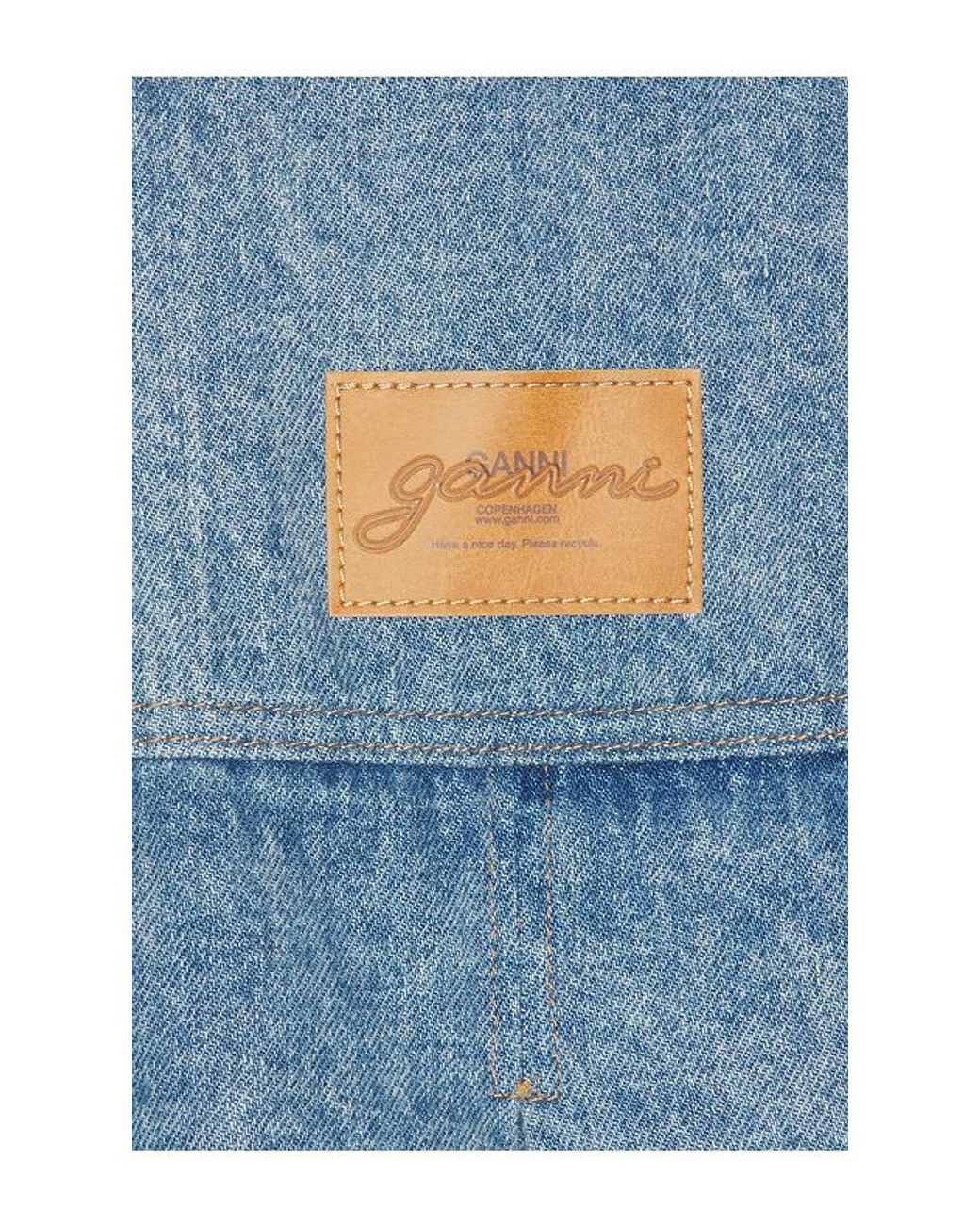 Ganni Blue Patchwork Denim Midi Jacket