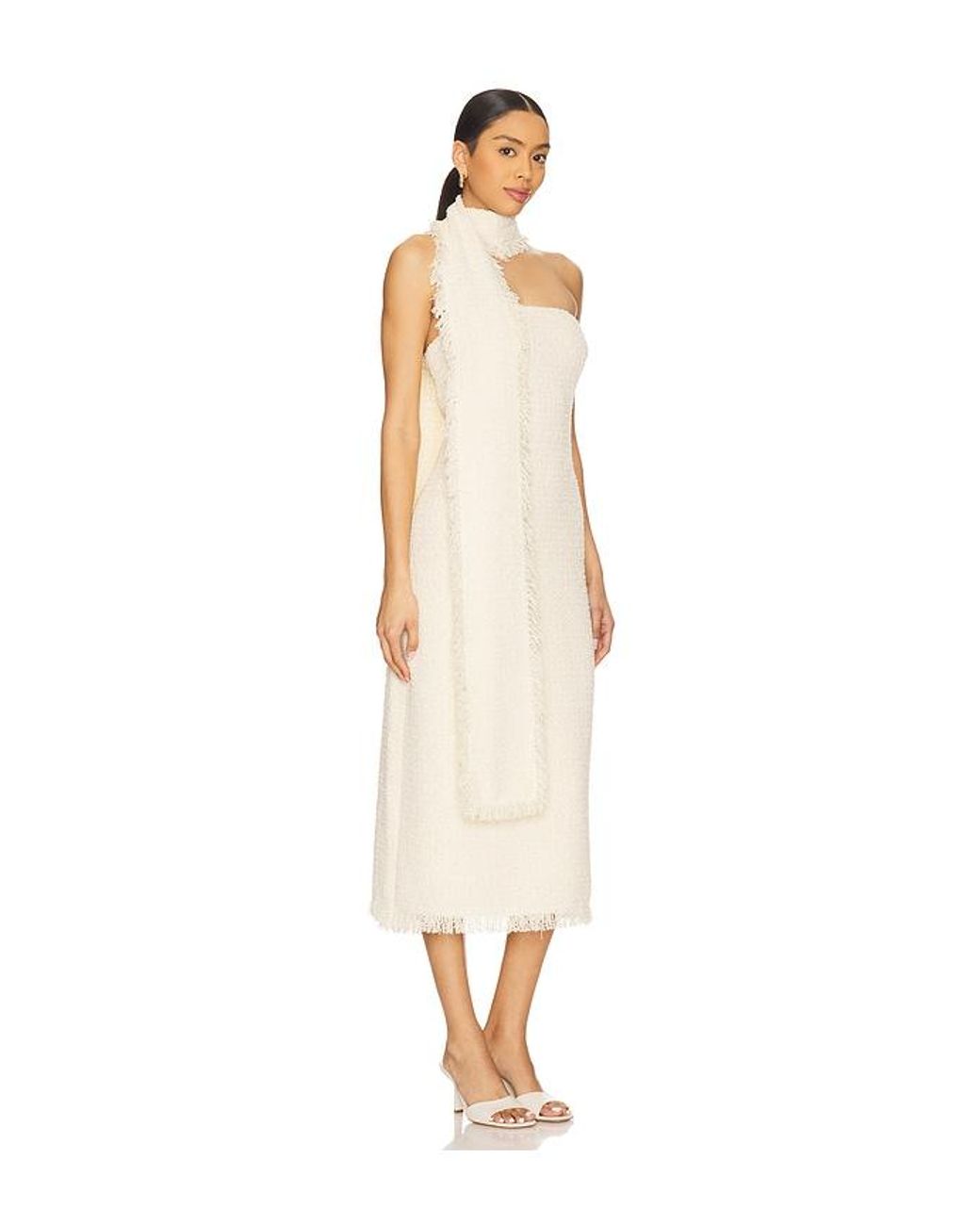 SER.O.YA White Lott Boucle Midi Dress