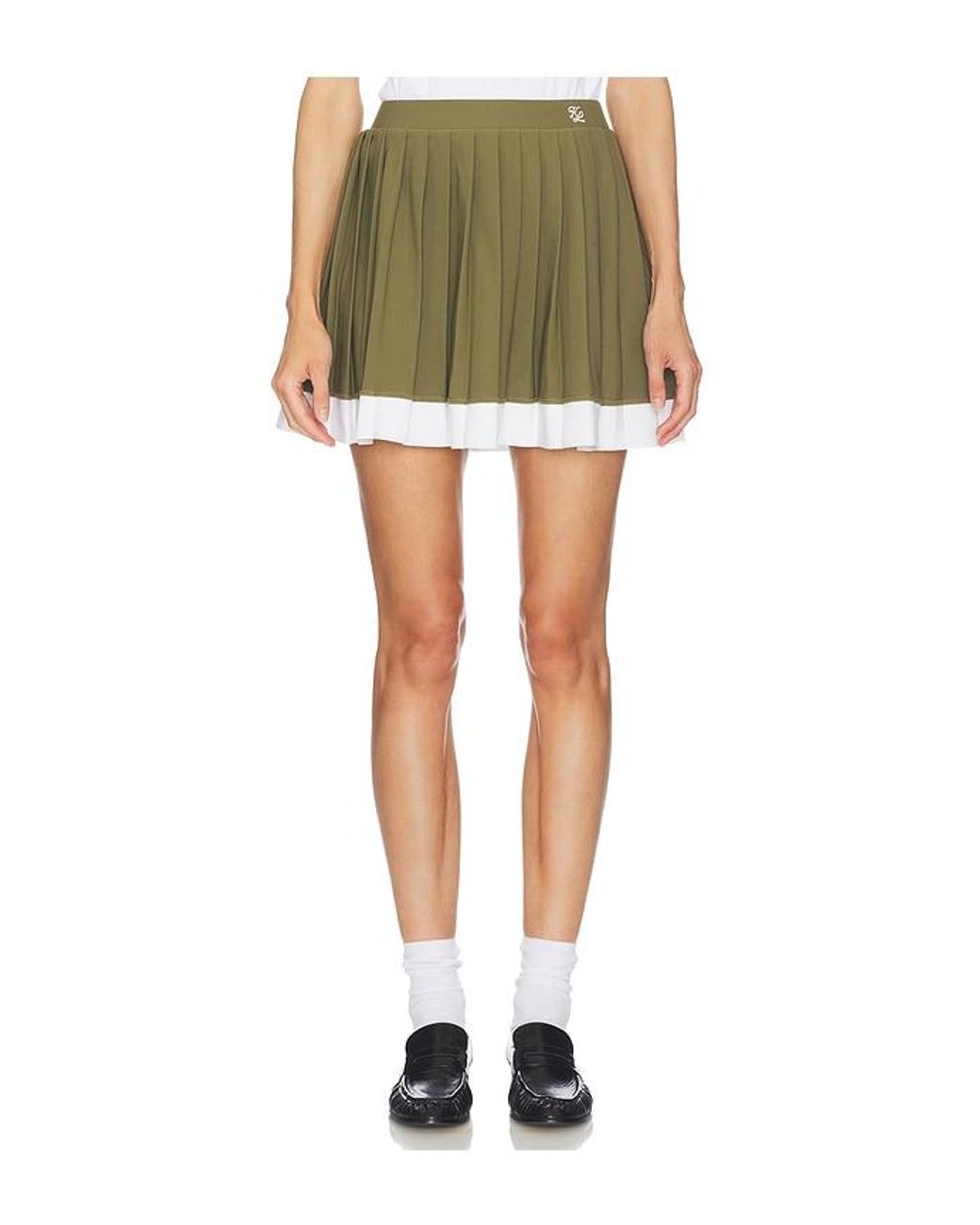 Khalhon Green Coastal Swing Pleated Skirt