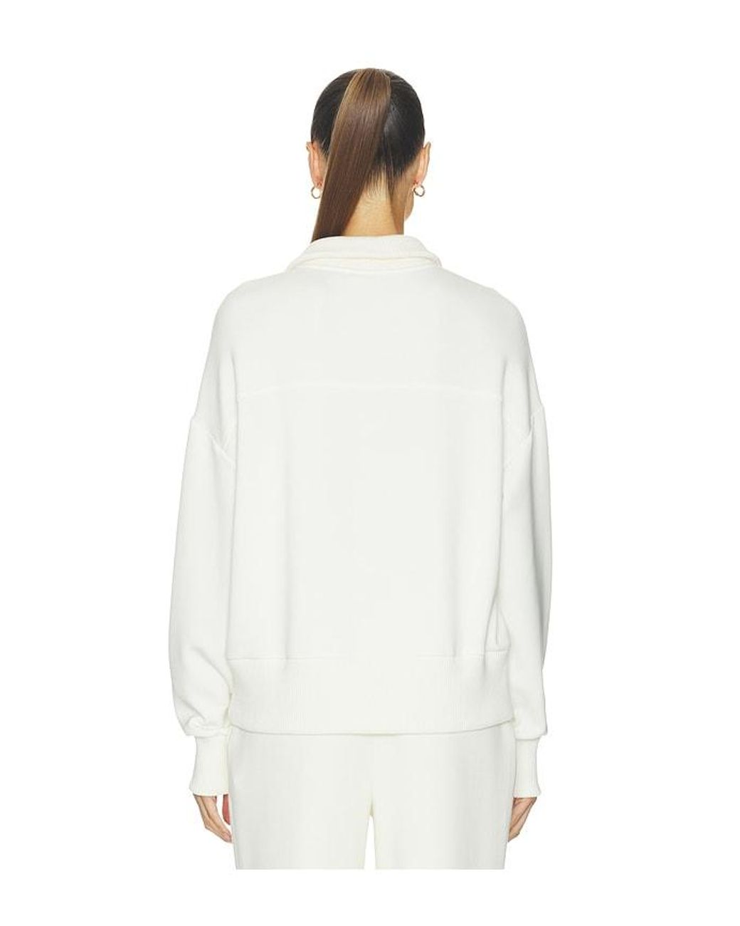 Varley White Bronya Button Placket Sweater