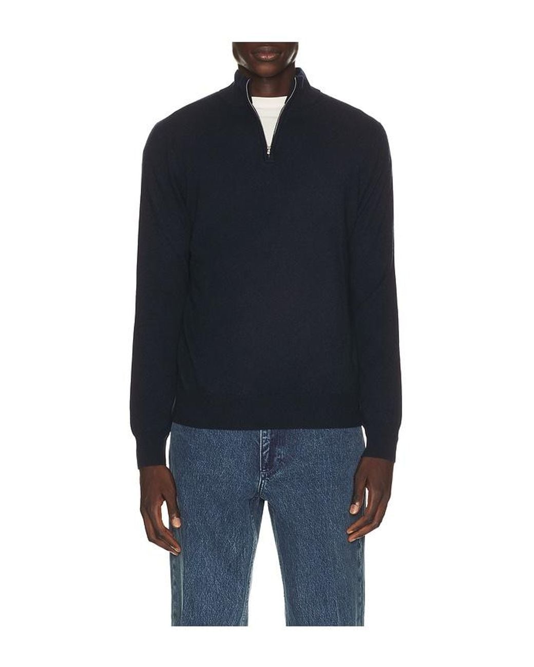 Soft Goat Blue Half Zip Sweater for men