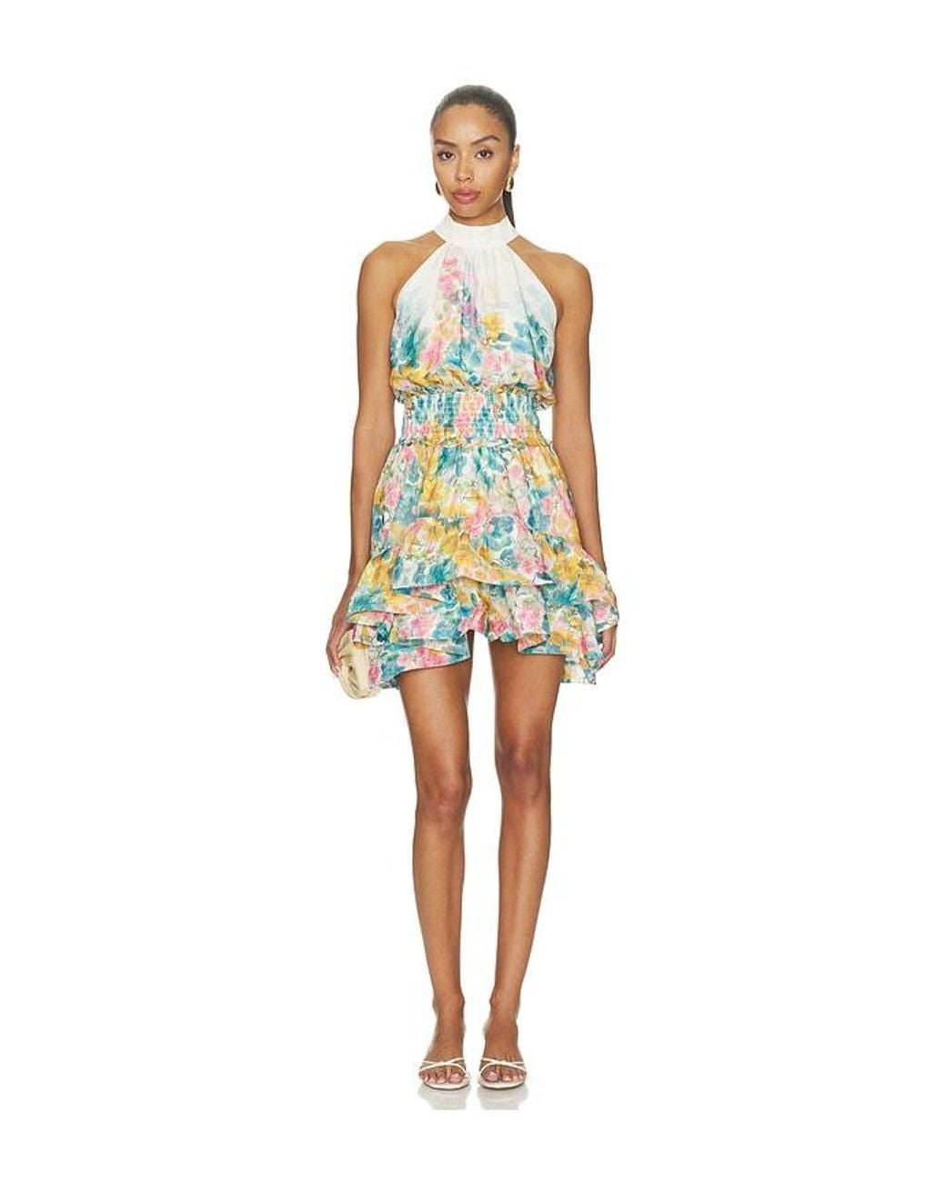 Elliatt Multicolor Clementina Halter Neck Fit And Flare Mini Dress