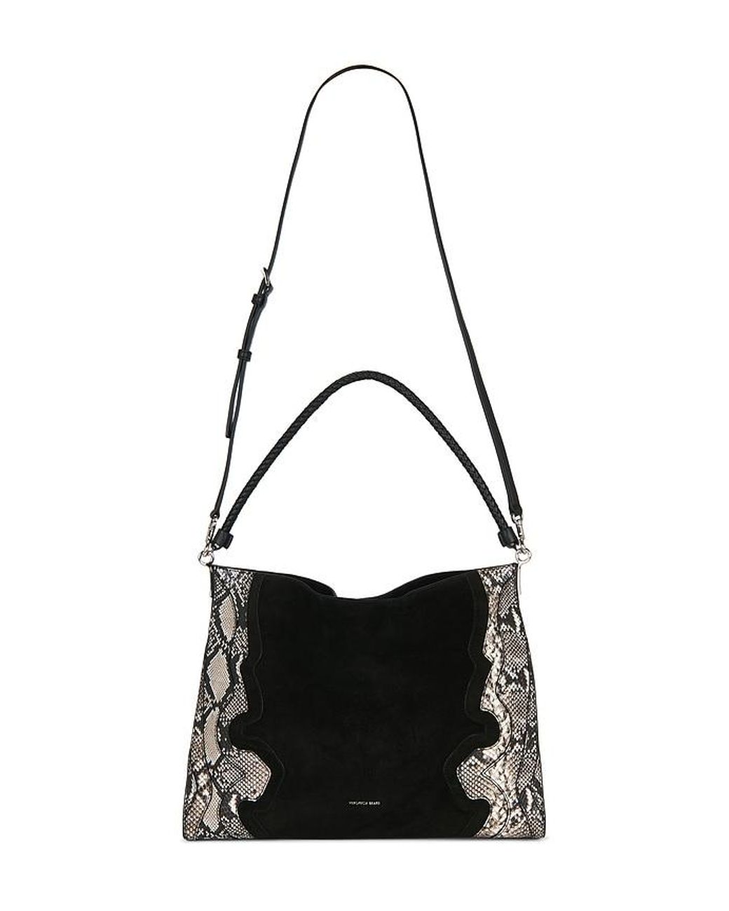 Veronica Beard Black Snake Embossed Vida Hobo Bag