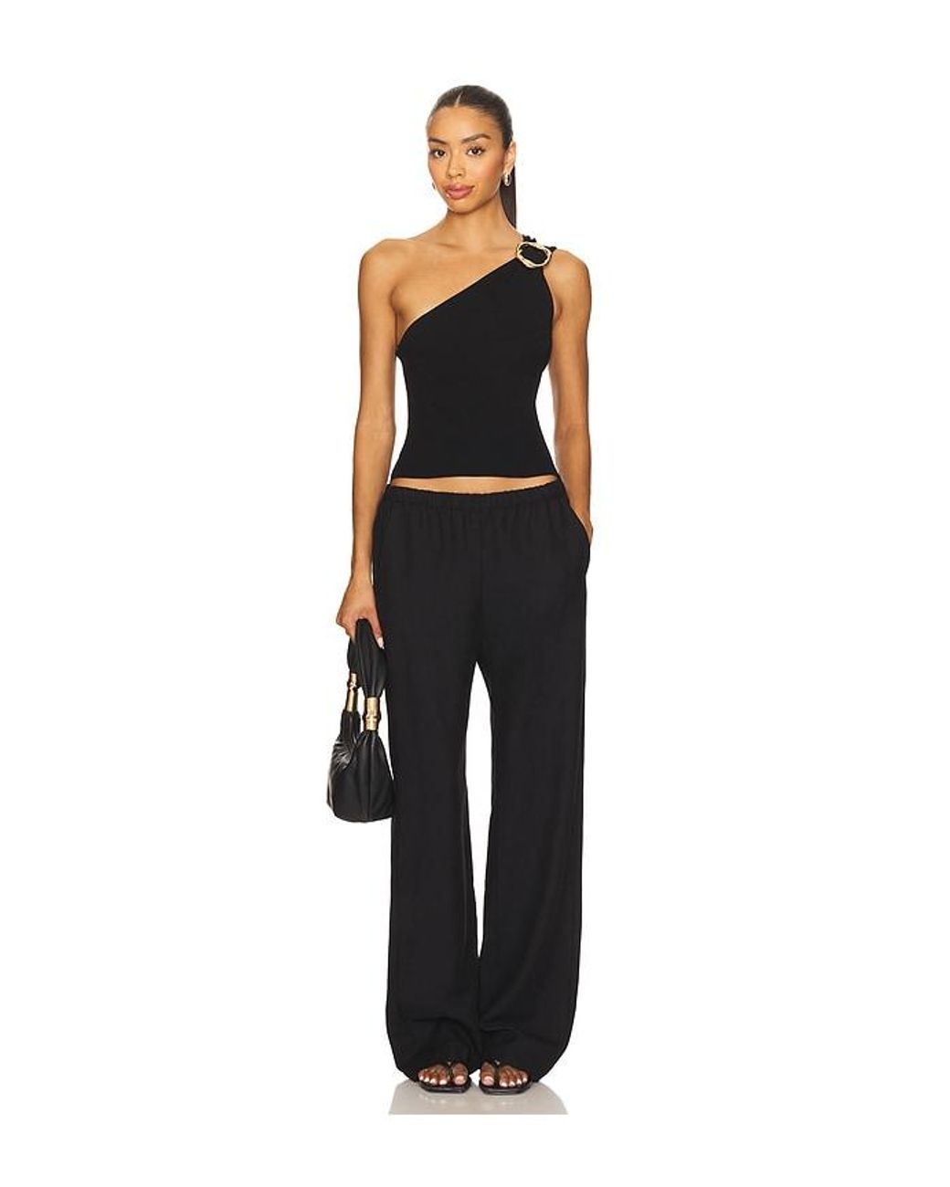 Jonathan Simkhai Black Fenix One Shoulder Top