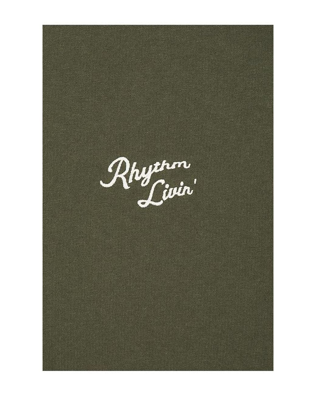 Rhythm Green Heavy Vintage Embroidered T-Shirt for men