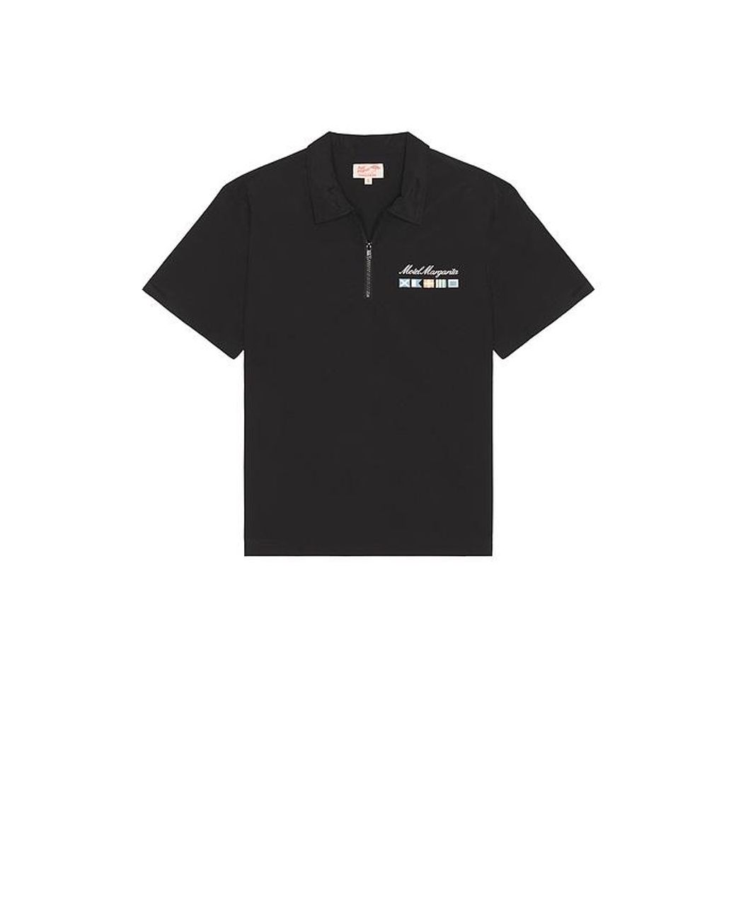 Motel Margarita Black Squal Quarter Zip Shirt for men