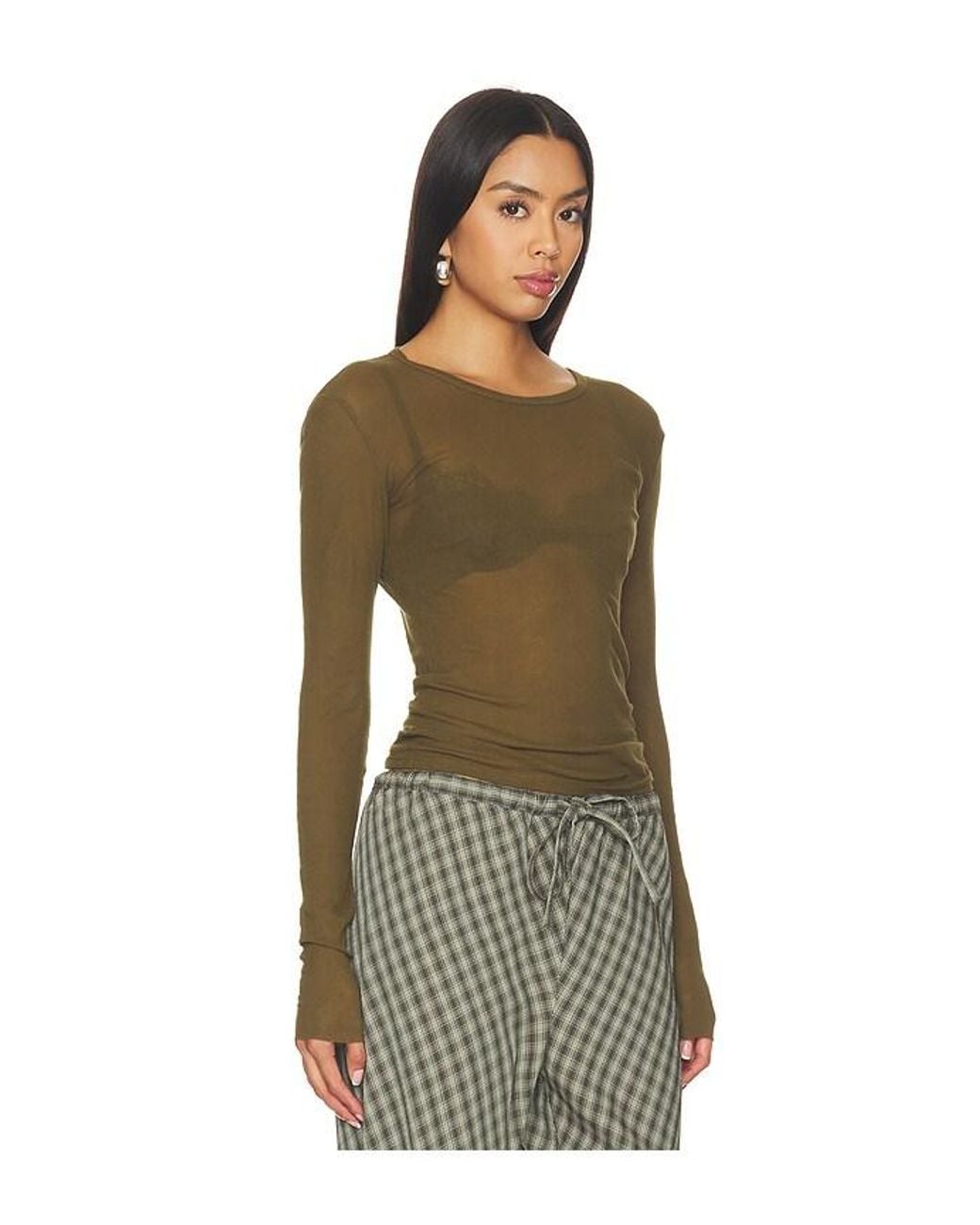 WAO Green Crew Neck Long Sleeve Tee
