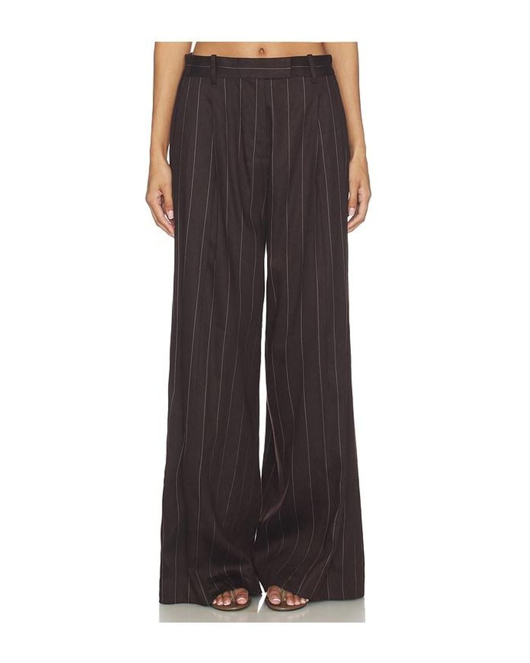 Helmut Lang Brown Wide Double Pleated Trousers